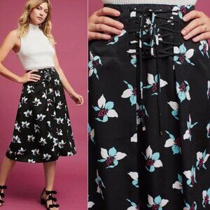 Maeve by Anthropologie Zadie Lace-Up Floral Midi Skirt – Size 6